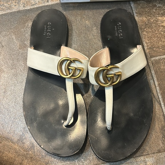 Gucci Marmont flat sandals in mystic white size 39 - Picture 4 of 8